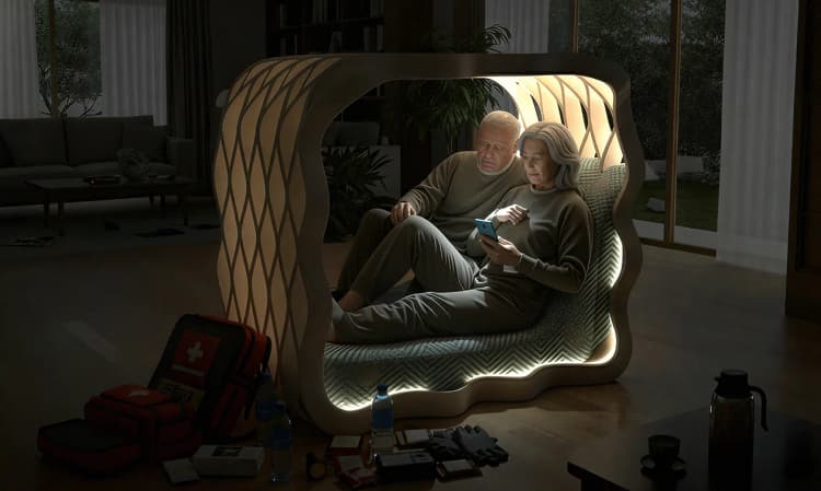 OKOMO shelter scene - earthquake protection